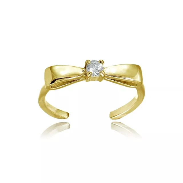 Yellow Gold Flashed Sterling Silver Cubic Zirconia Bow Tie Toe Ring