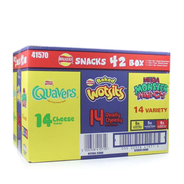 WALKERS SNACK CONFEZIONE 42 Varietà Crisp SCATOLA - WOTSITS QUAVERS MONSTER MUNCH WALKERS SNACK CONFEZIONE 42 Varietà Crisp SCATOLA - WOTSITS QUAVERS MONSTER MUNCH