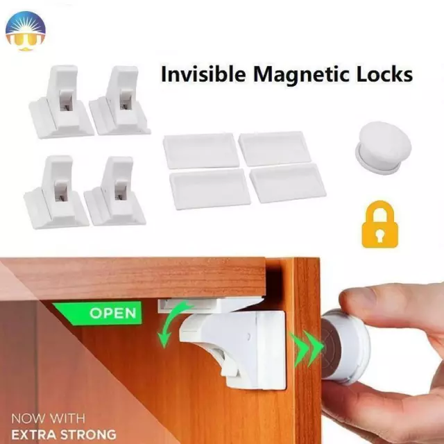 Invisible Magnetic Baby Child Locks Pet Proof Cupboard Drawer Safety Lock Catch