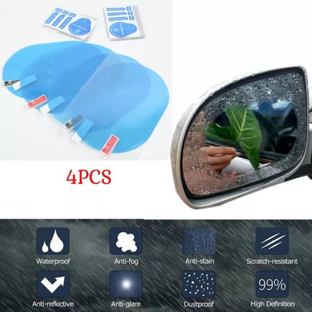 Premium 4pcs Set of HD PET Nano Anti Fog Anti Glare Rear View Mirror Protectors