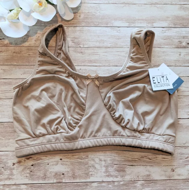 Elita beige unlined wirefree bra bralette band size 38 NWT