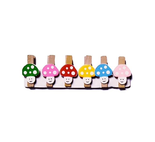 Paquete de 6 lindos mini pinzas de ropa multicolores para fotos y decoración