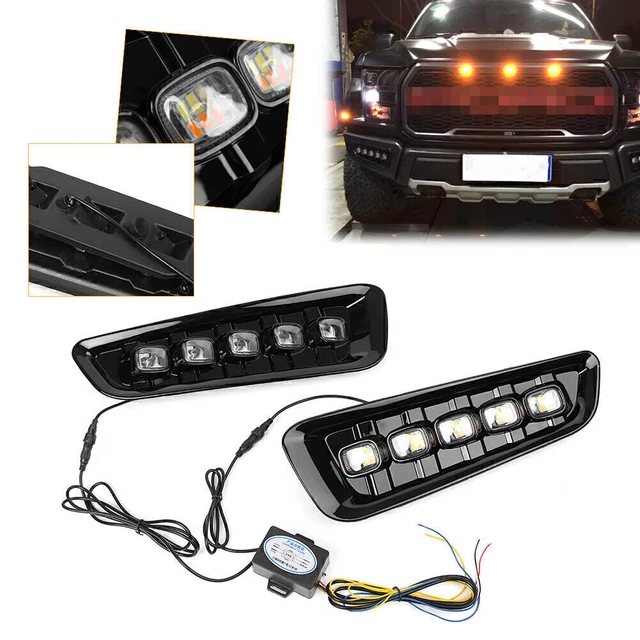 Luce di marcia diurna LED DRL Lampada per Ford F-150 16-18 Raptor Bianco/Giallo