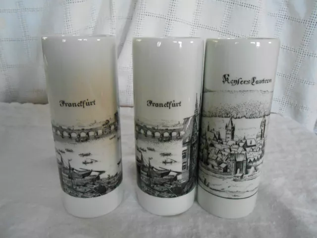 Royal Porzellan Bavaria KM & KPM West Germany vase, cups set of three cities