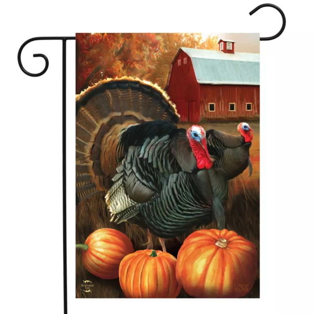 Autumn Turkeys Garden Flag Fall Tom Holiday 12.5" x 18" Briarwood Lane