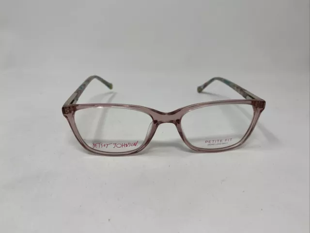 Betsey Johnson Petite Fit Crystal Clear Pink Eyeglass 50/16/130 Flex Hinge -H36