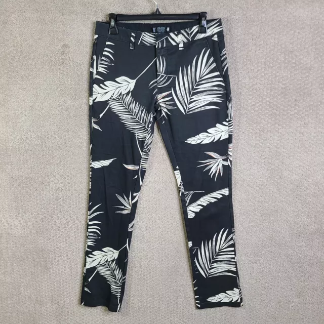 Volcom Pants Juniors 3 Black White Floral Flat Front Stretch