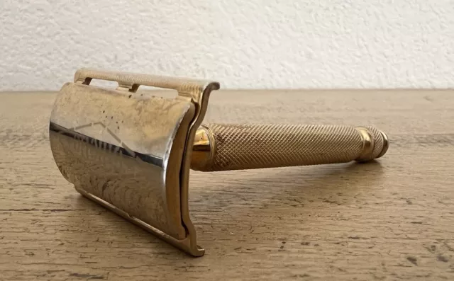 Gillette Tech Ball End Razor Gold Toned Vintage