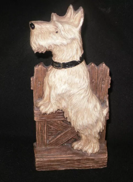 Vtg 1940's White Scottie Dog Scottish Terrier Syroco Wood Brush Holder/Something