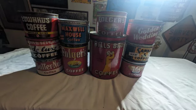 Folgers,Golden Wedding Maxwell Vintage Coffee Tins Lot