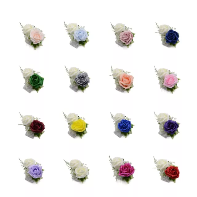 Artificial Wedding Flowers Foam Rose Wrist Corsage 27 Colours, Prom Bridesmaids