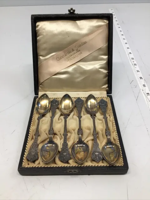 Vintage 830 Fine Silver Salt Pepper Spoon Set In Original Box Silver