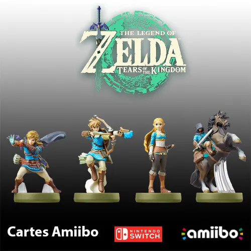 Lot 4 cartes Amiibo - Zelda Tears of the Kingdom - Link Zelda Switch