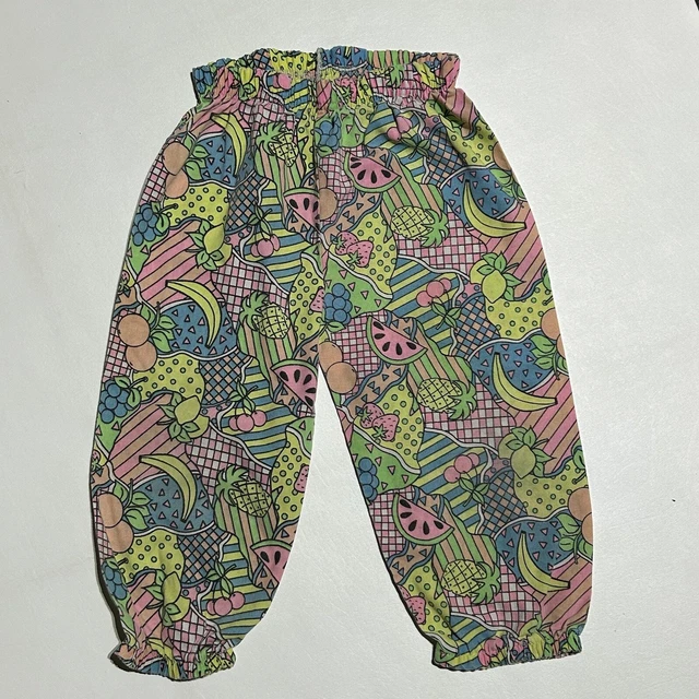 Vintage All Over Fruit Print Parachute Pants Baby Toddler Kids