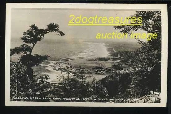 Rppc Looking North From Cape Perpetua Or Ore Oregon Coast Highway Old Real Photo