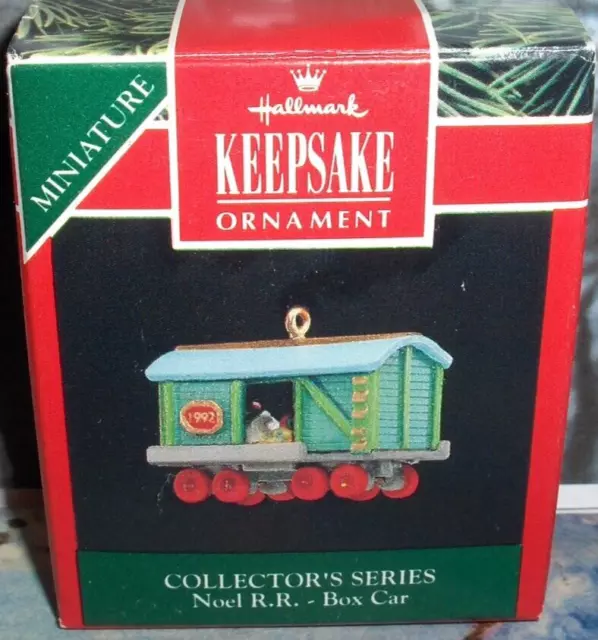 Box Car`1992`Miniature,Noel R.R Box Train Car,In Train Series,Hallmark Ornament