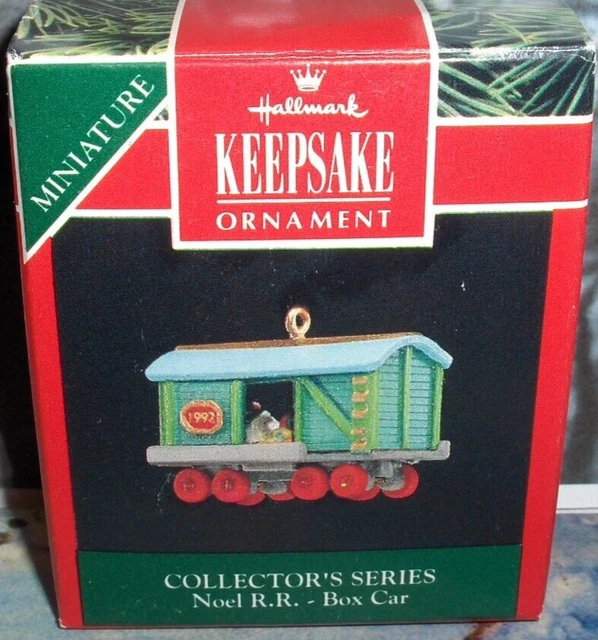 Box Car`1992`Miniature,Noel R.R Box Train Car,In Train Series,Hallmark Ornament Box Car`1992`Miniature,Noel R.R Box Train Car,In Train Series,Hallmark Ornament