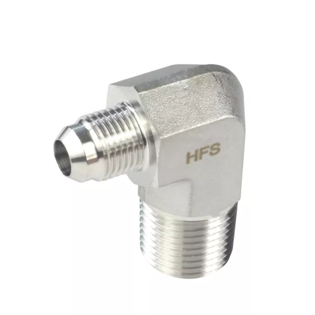 HFS(R) 1/2" Male NPT to 3/8" JIC Male Elbow 90° Flare Pipe Fitting SS304