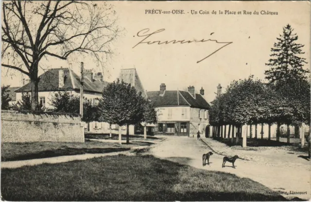 CPA PRECY-sur-OISE Un Coin de la Place et Rue du Chateau (131134)