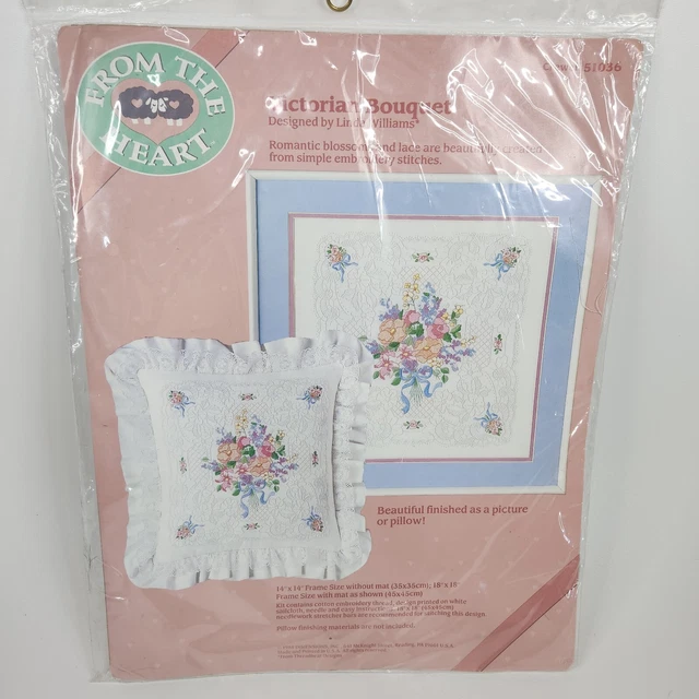 Kit de bordado de ramo victoriano Dimensions From The Heart 1988 de colección nuevo de lote antiguo