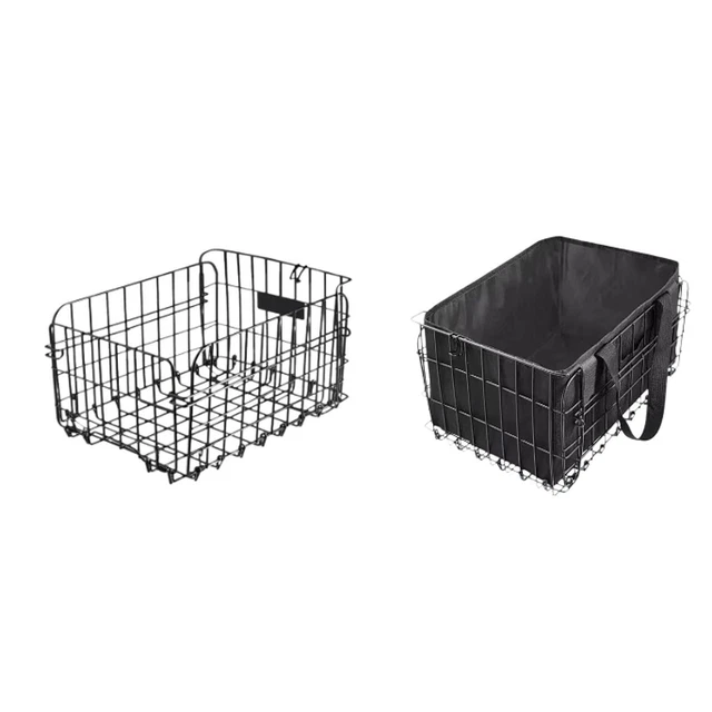 Panier Arrière Pliable Axiniu Pour Vélo électrique, Noir, Grand, Fixation Rack