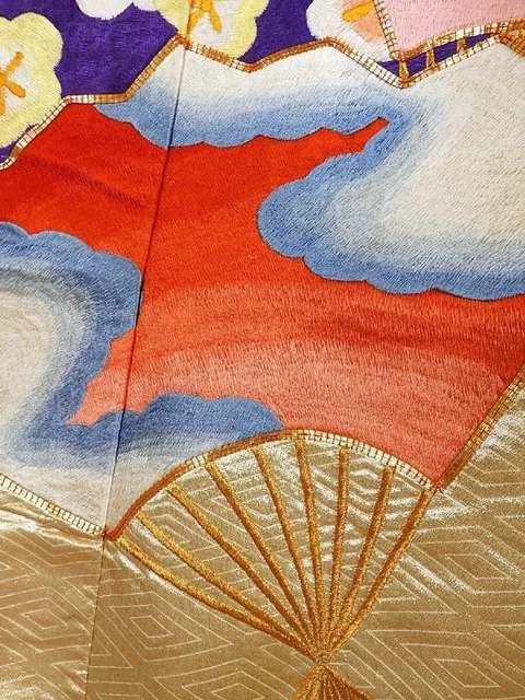 Japanese Kimono Uchikake Luxurious Wedding Embroidery Pure Silk Gold K481 7