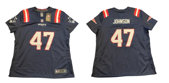 Maglia New England Patriots (taglia 2XL) donna NFL Home Nike - Johnson 47 - Nuova