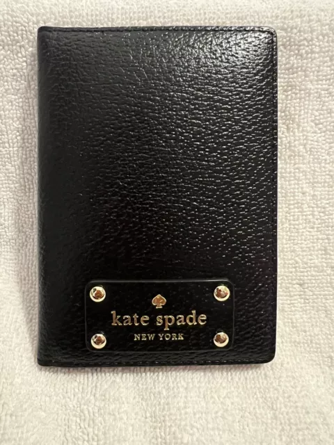 Kate Spade Grove Street Black Leather Passport Holder Case NEW