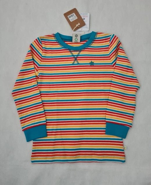 Frugi Girls Jersey Top 5 to 6 Years Rainbow Stripe Long Sleeve Organic BNWT