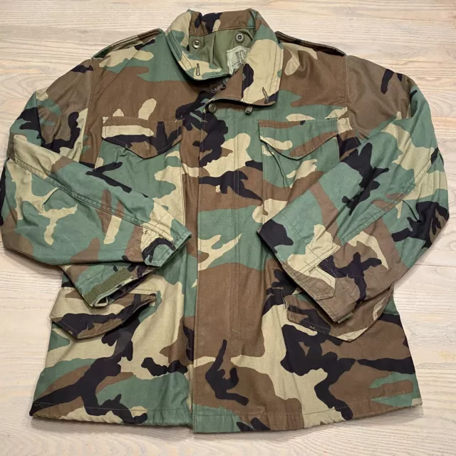VTG 90S COAT Cold Weather Woodland Camo Army BDU Field Jacket Mens ...