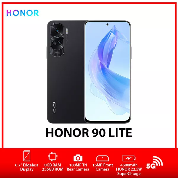 Unlocked)HONOR 90 Lite 5G 8+256GB CYAN Dual SIM Octa Core Android Cell  Phone