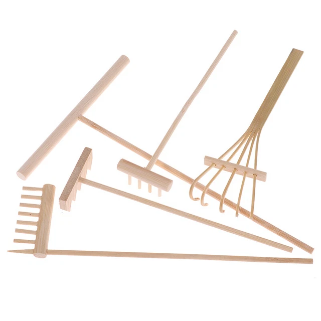 5Pcs Mini Bamboo Rake for Zen Garden Sand Tabletop Meditation Feng Shui Decor