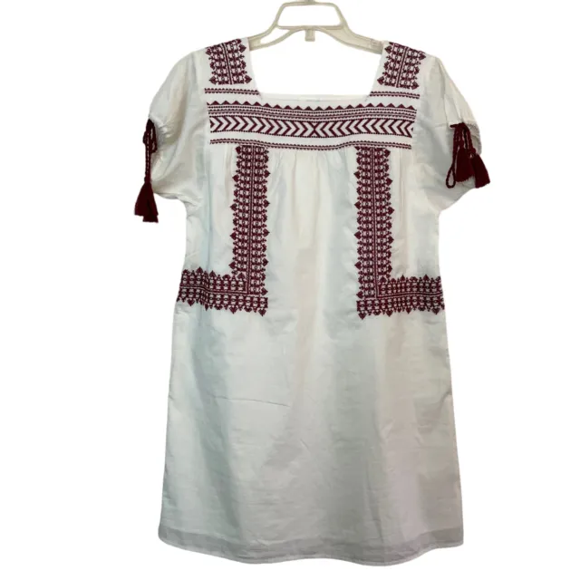 Loft Women's Embroidered Sleeve Ties Lined Summer Tunic/Dress.   Size XS