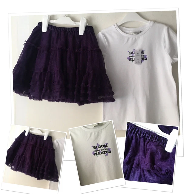 H&M girls party purple tulle skirt exc u & new George top 6-7 years