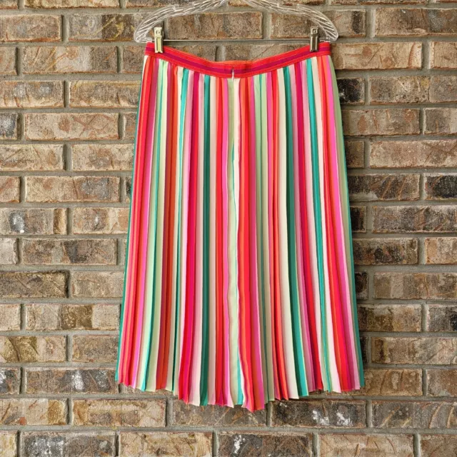 J. Crew Women's Sunburst Pleated Skirt Size 8 Watermelon Stripe #AK116 PRIDE NEW 2