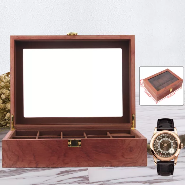 Jewelry Watch Wood Case Display Box 10 Slots Storage Box Rosewood Grain Gift 2