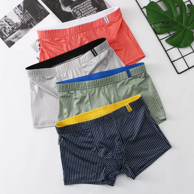 Men Ice Silk Briefs Comfy Underpants Seamless Boxer Shorts Bulge Pouch Underwear