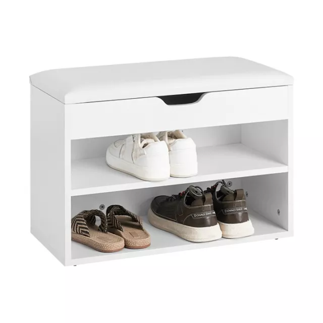 SoBuy® White 2 Tiers Shoe Storage Bench Shoe Cabinet with Padded Seat,FSR25-W,UK