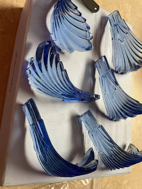 6 ANTIQUE VINTAGE Cobalt Blue ART DECO￼￼ DEPRESSION GLASS Curtain TIE Backs