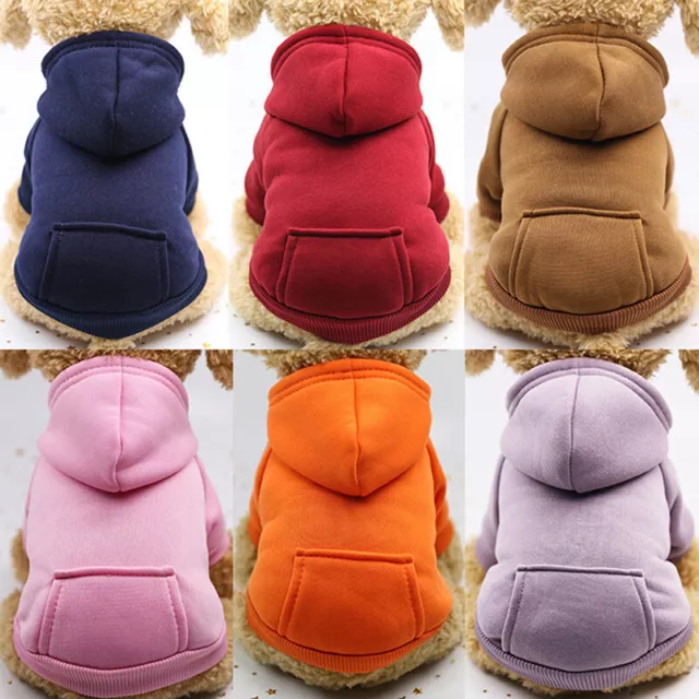 Solid Color Pet Dog Fleece Sweater Warm Dog Clothes Hoodie Soft Puppy CostuS-wf_