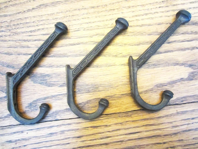 3 Ornate Double Cast Iron Hall Tree Coat Hat Rack Hooks Victorian Wall Mirror