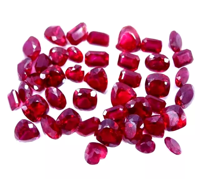 Natural 220 Ct Burmese Certified Red Ruby Flawless Lot Mix Cut Loose Gemstone