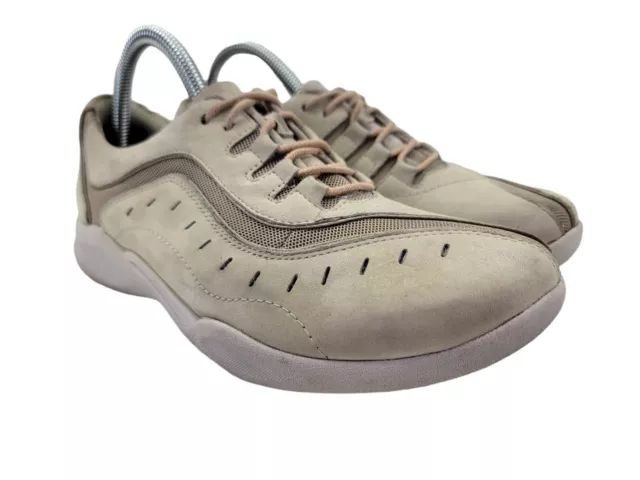 Clarks Women's Wave.Wheel Light Tan Walking Suede Comfort Sneakers Shoes Sz 8 M