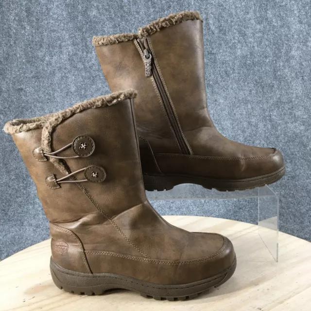 Totes Boots Womens 8 M Nala Insulated Zip Winter Snow Boot Brown Faux Leather