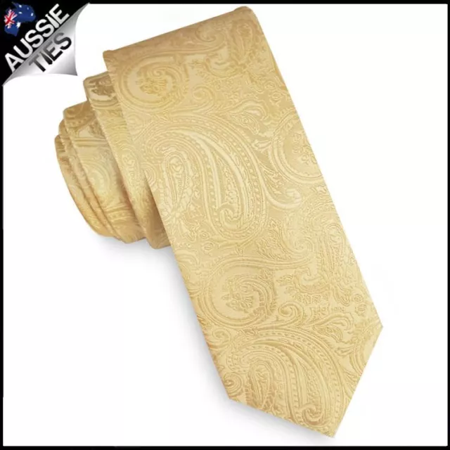 Light Gold Paisley Mens Skinny tie