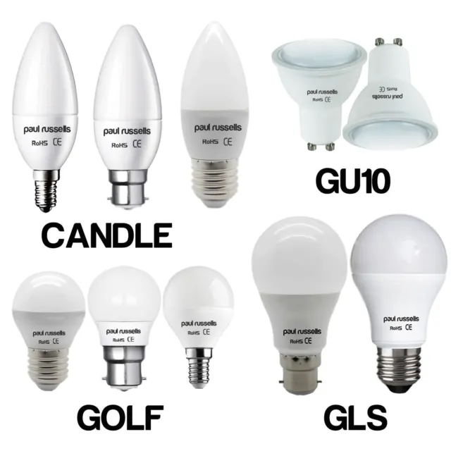 2er-Pack LED-Glühbirnen GU10 E14 E27 B22 3W 4W 5W 7W 12 Watt Glühbirnen Lampen UK