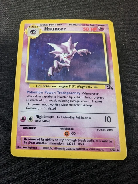 Pokemon Card - Haunter 6/62 Fossil Set Holo Rare WOTC