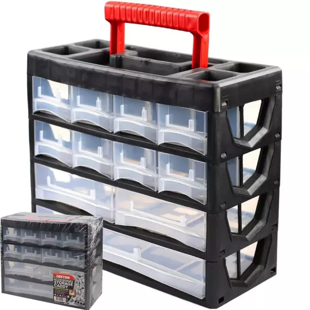 Dekton 19 Compartment Box Storage Tool Organiser Case Screw Nail Nut Bolt