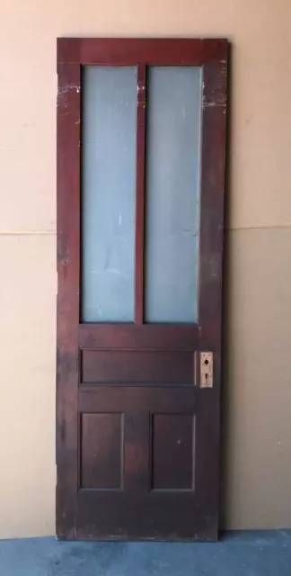 1 Antique Tall Wood 30x90 Double Frosted Glass Door Vintage Old 458-23B