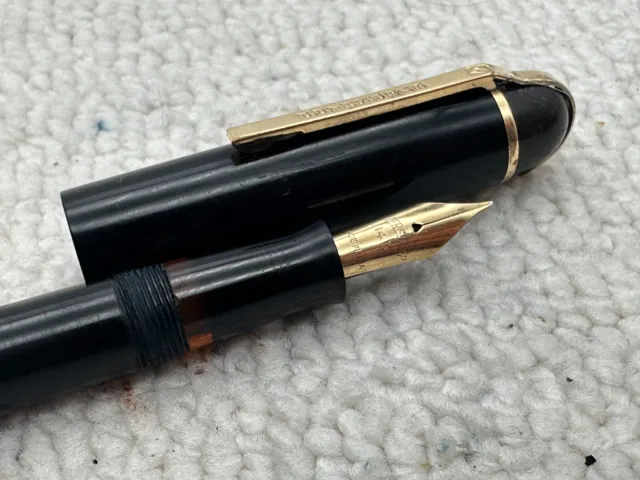 Lovely Scarce Vintage Eversharp Skyline Fountain Pen - Black & Gold - Flexy Nib